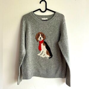 cupcakes & cashmere Gray Crew Neck Sweater  dog design ,Medium lightweight